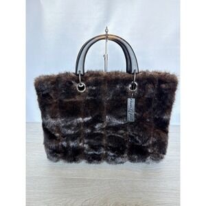 Isabella's Journey‎ Brown Plush Fur-Look Tote Handbag Double Handle Winte